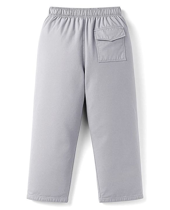 Pine Kids Cotton Elastane Woven Full Length Solid Colour Trouser Pant - Black