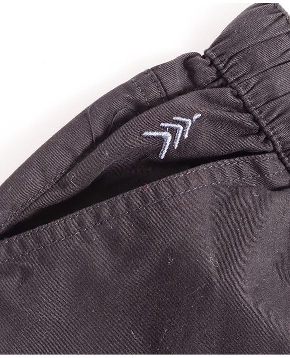 Pine Kids Cotton Elastane Woven Full Length Solid Colour Trouser Pant - Black