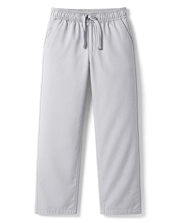 Pine Kids Cotton Elastane Woven Full Length Solid Colour Trouser Pant - Black