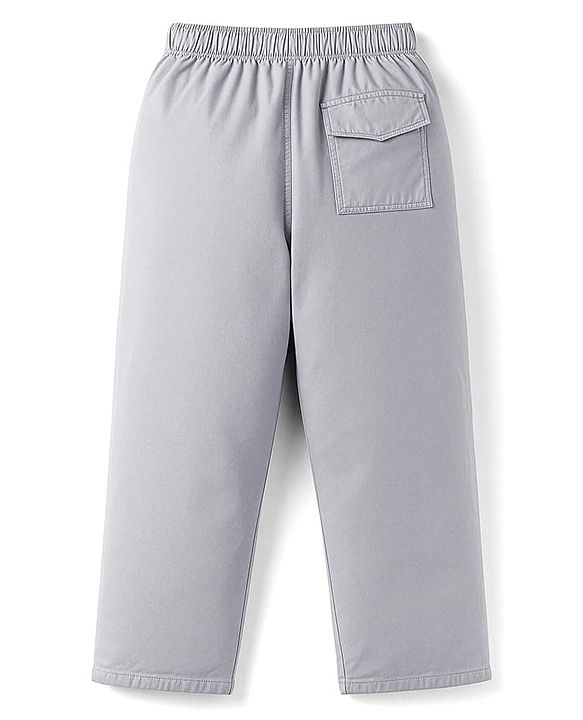 Pine Kids Cotton Elastane Woven Full Length Solid Colour Trouser Pant - Black