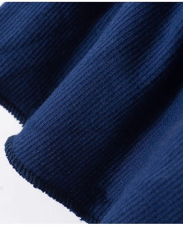 Pine Kids Cotton Knit Half Sleeves Top with Frill Detailing - Navy Blue