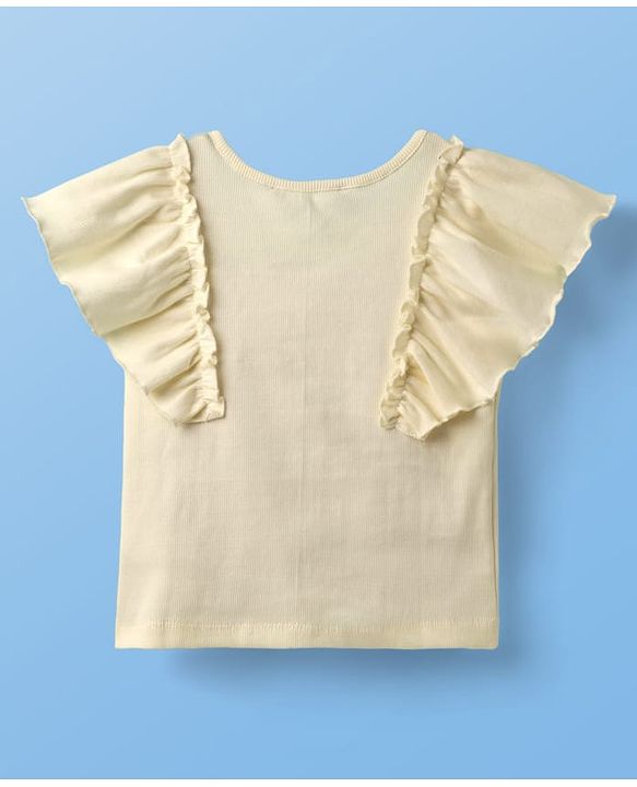 Pine Kids Cotton Knit Half Sleeves Top with Frill Detailing - Navy Blue