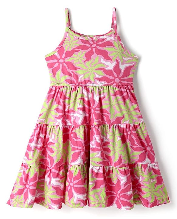 Pine Kids Cotton Knit Frock & Half Sleeves Shrug With Floral Print - Multicolor