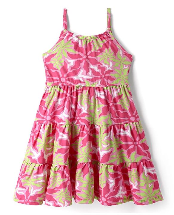 Pine Kids Cotton Knit Frock & Half Sleeves Shrug With Floral Print - Multicolor