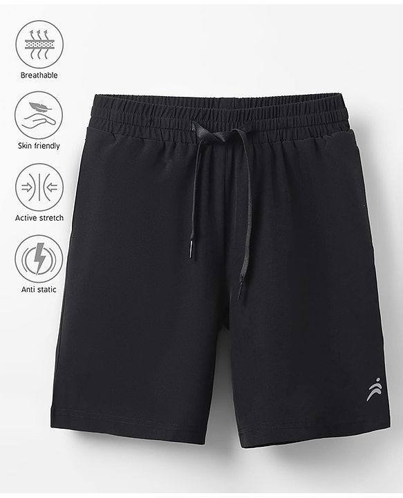 Pine Active Ultra Light Woven  Above Knee Length Solid Color Performance Shorts - Black
