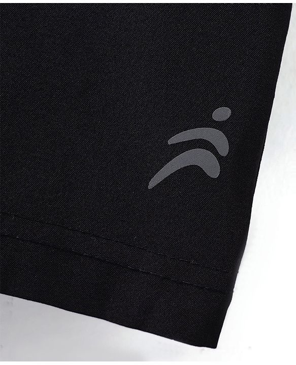 Pine Active Ultra Light Woven  Above Knee Length Solid Color Performance Shorts - Black