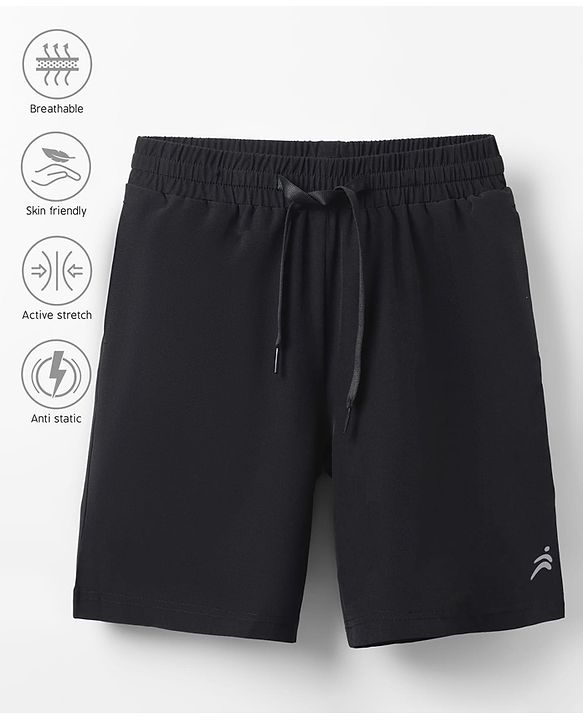 Pine Active Ultra Light Woven  Above Knee Length Solid Color Performance Shorts - Black