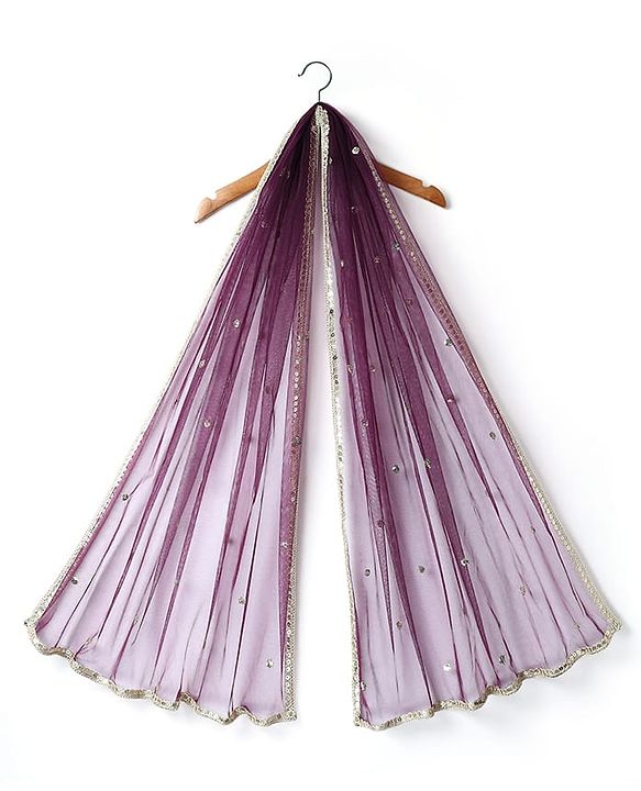 Pine Kids Woven Half Sleeves Choli Lehenga & Dupatta Set Floral Embriodery & Lace Detailing - Wine