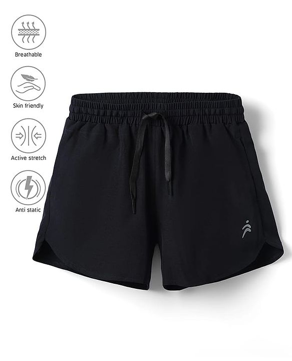 Pine Active Ultra Light Woven Above Knee Length Solid Color Performance Shorts - Black
