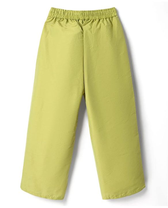 Pine Kids Woven Sleeveless Kurta Salwar Set With Floral Embroidery & Dupatta - Lime Green