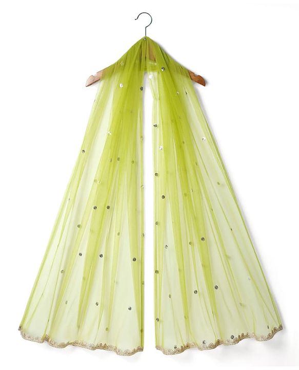 Pine Kids Woven Sleeveless Kurta Salwar Set With Floral Embroidery & Dupatta - Lime Green