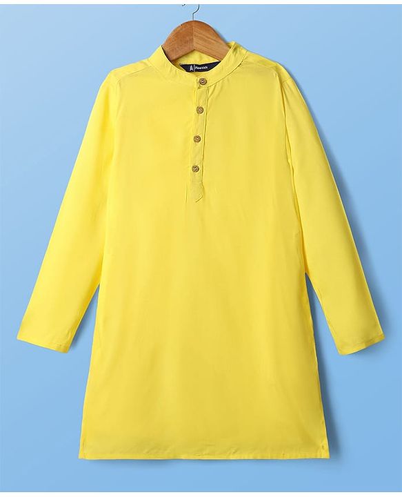 Pine Kids Cotton Woven Full Sleeves Kurta Pyjama Set with Jacket Floral Print - Yellow