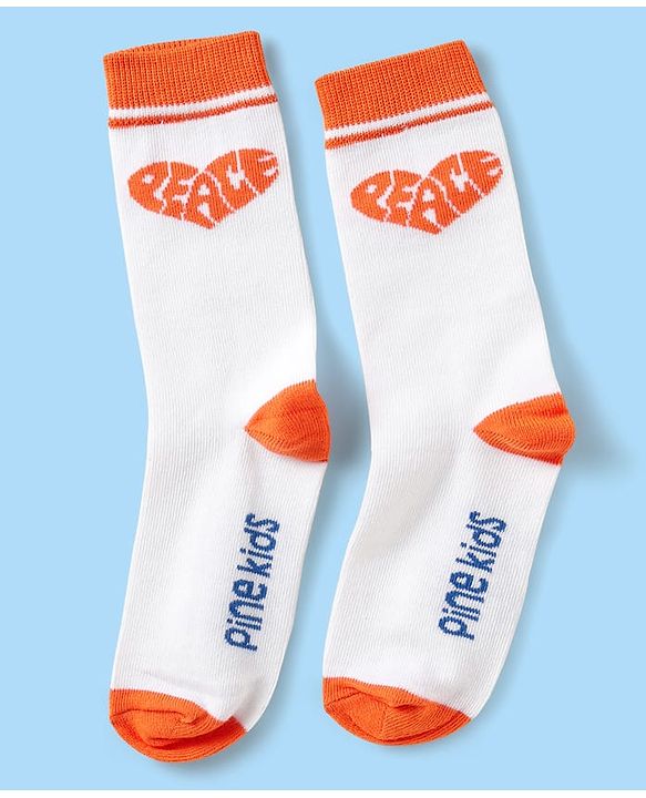 Pine Kids Knit Ankle Length Silvadur Antimicrobial Socks with Chill Out Design Pack of 3 - White Purple & Orange
