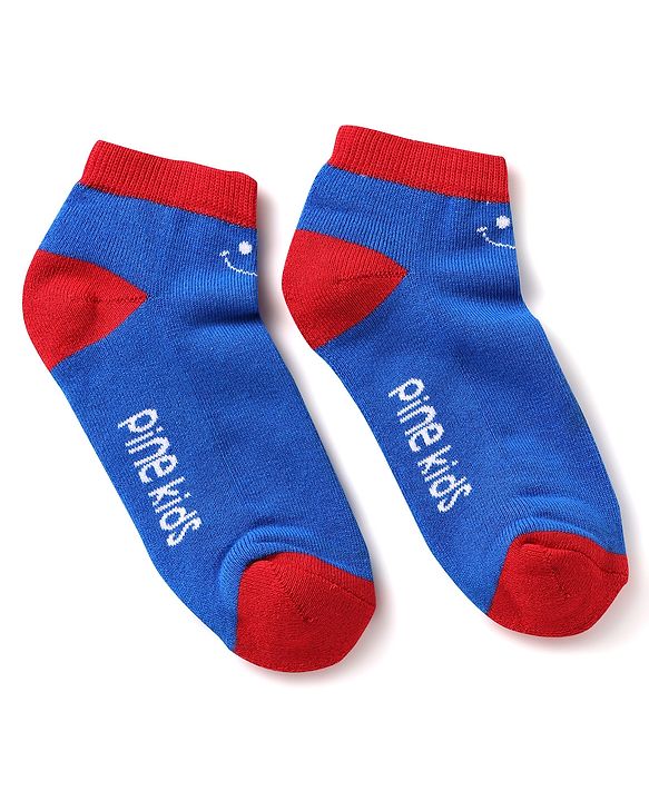 Pine Kids Knit Ankle Length Silvadur Antimicrobial Socks with Text Design Pack of 3 - Blue & Light Green