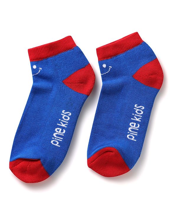 Pine Kids Knit Ankle Length Silvadur Antimicrobial Socks with Text Design Pack of 3 - Blue & Light Green