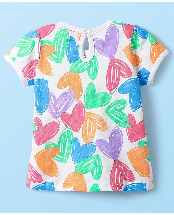 Babyhug 100% Cotton Knit Half Sleeves T-Shirts With Polka Dots Heart & Enjoy The Day Text Print Pack of 3 - Pink & White