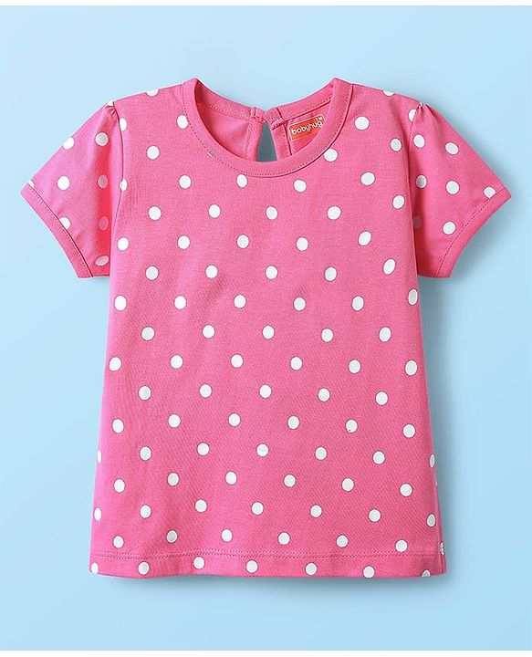 Babyhug 100% Cotton Knit Half Sleeves T-Shirts With Polka Dots Heart & Enjoy The Day Text Print Pack of 3 - Pink & White