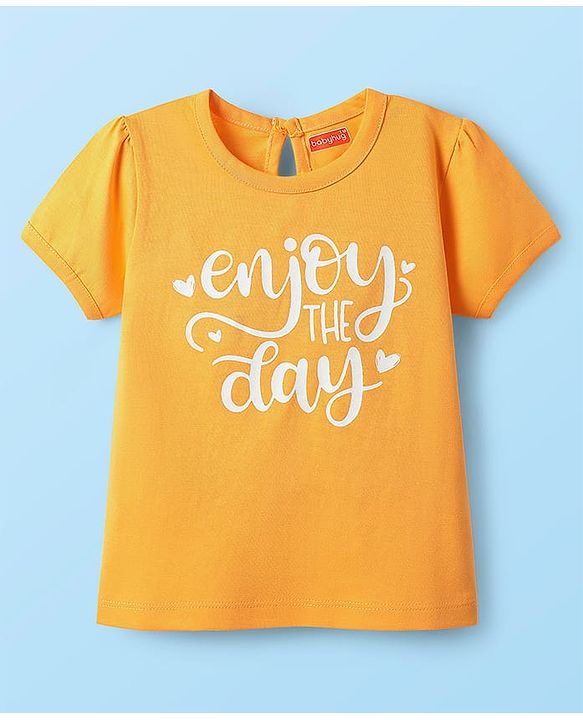 Babyhug 100% Cotton Knit Half Sleeves T-Shirts With Polka Dots Heart & Enjoy The Day Text Print Pack of 3 - Pink & White