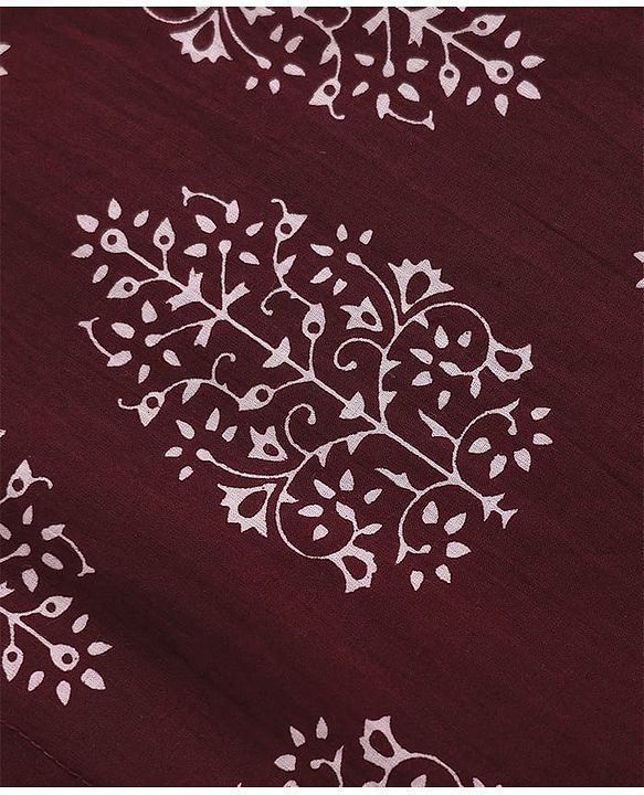 Pine Kids Cotton Woven Full Sleeves Kurta Pajama With Floral Print - Maroon & White