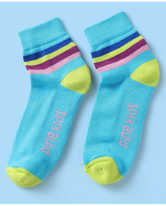 Pine Kids Knit Ankle Length Silvadur Antimicrobial Socks with Stripe Design Pack of 5 - Multicolor