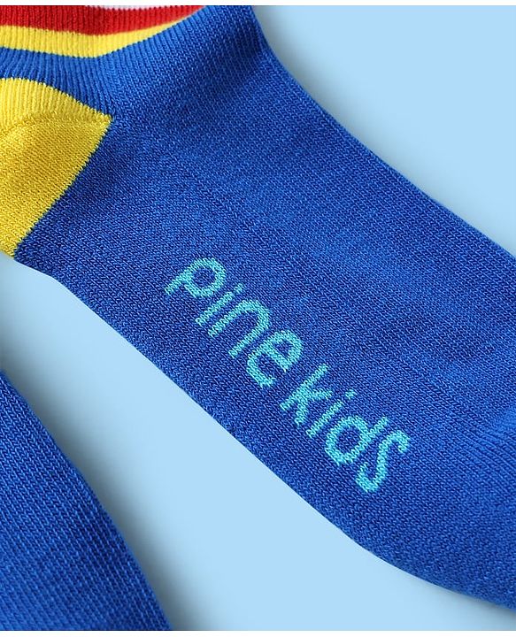 Pine Kids Knit Ankle Length Silvadur Antimicrobial Socks with Stripe Design Pack of 5 - Multicolor