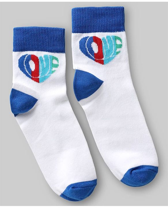 Pine Kids Knit Ankle Length Striped Socks With Rainbow & Heart Design Pack of 3 (Color May Vary)