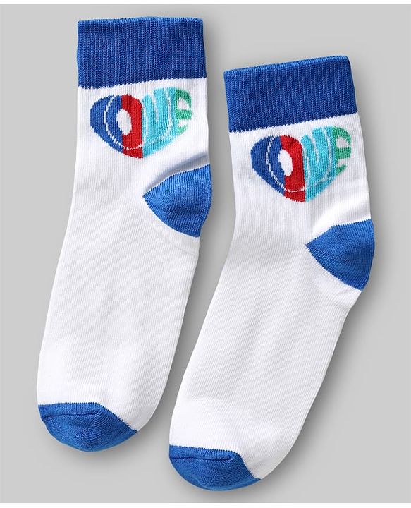 Pine Kids Knit Ankle Length Striped Socks With Rainbow & Heart Design Pack of 3 (Color May Vary)