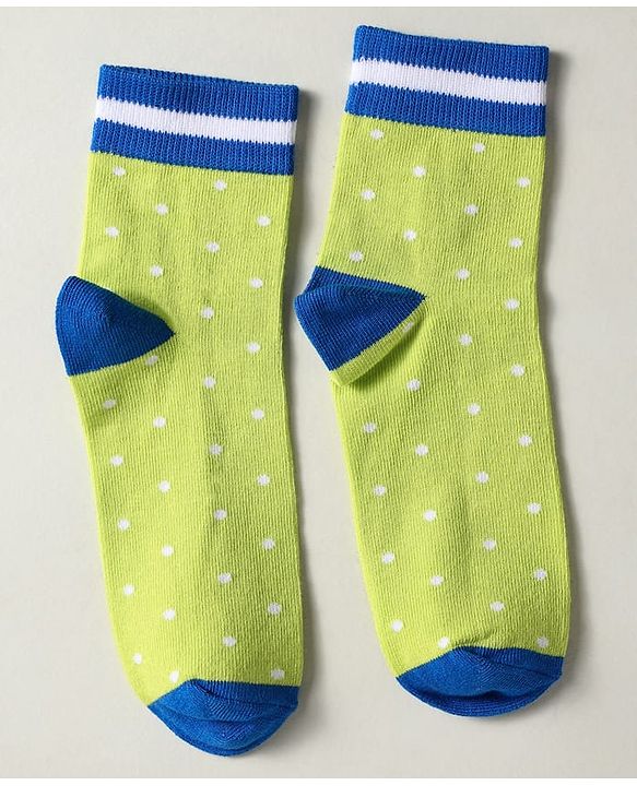 Pine Kids Knit Ankle Length Silvadur Antimicrobial Socks with Polka Dots Design Pack of 3 - Pink Light Green & Blue