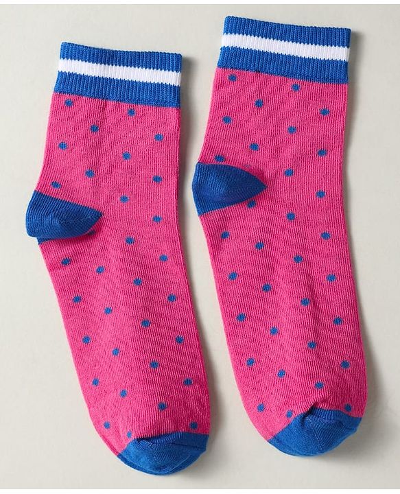 Pine Kids Knit Ankle Length Silvadur Antimicrobial Socks with Polka Dots Design Pack of 3 - Pink Light Green & Blue