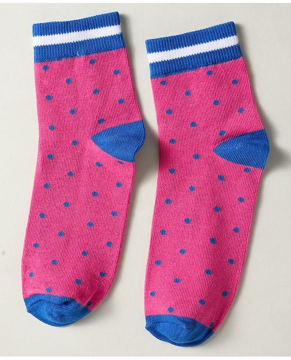 Pine Kids Knit Ankle Length Silvadur Antimicrobial Socks with Polka Dots Design Pack of 3 - Pink Light Green & Blue