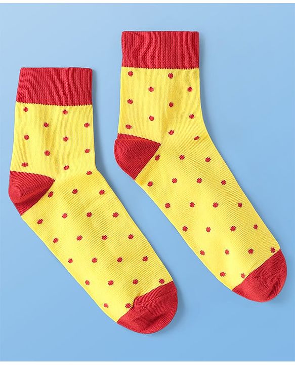 Pine Kids Cotton Knit Ankle Length Socks With Floral & Polka Dots Design Pack Of 3 ( Colour May Vary )