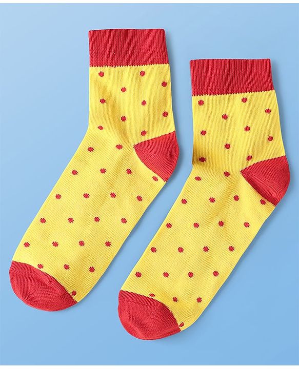 Pine Kids Cotton Knit Ankle Length Socks With Floral & Polka Dots Design Pack Of 3 ( Colour May Vary )