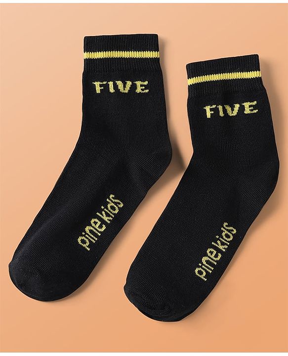 Pine Kids Cotton Knit Ankle Length Socks With Numbers Design Pack of 5 ( Colour May Vary )