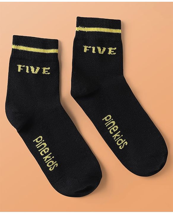 Pine Kids Cotton Knit Ankle Length Socks With Numbers Design Pack of 5 ( Colour May Vary )