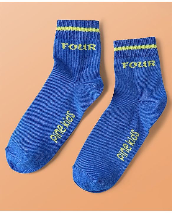 Pine Kids Cotton Knit Ankle Length Socks With Numbers Design Pack of 5 ( Colour May Vary )