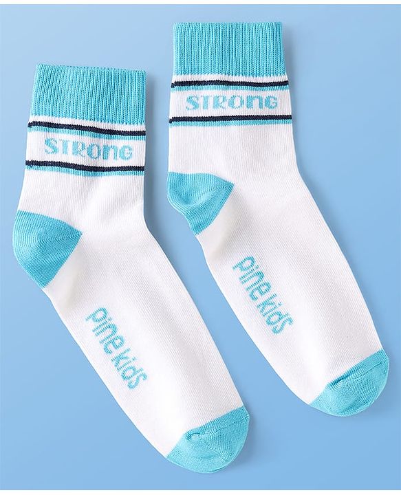 Pine Kids Cotton Knit Ankle Length Socks With Text Design Pack Of 5 ( Colour May Vary )