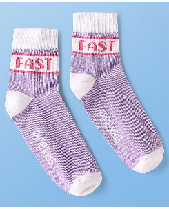 Pine Kids Cotton Knit Ankle Length Socks With Text Design Pack Of 5 ( Colour May Vary )