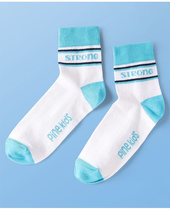 Pine Kids Cotton Knit Ankle Length Socks With Text Design Pack Of 5 ( Colour May Vary )