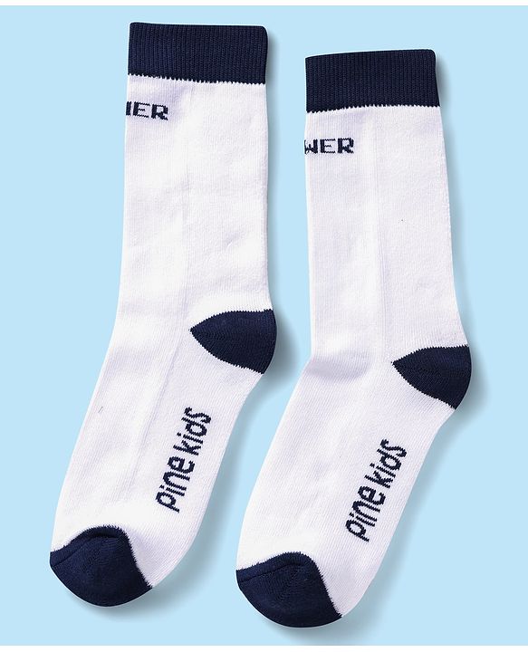 Pine Kids Knit Ankle Length Silvadur Antimicrobial Socks with Text Design Pack of 3 - Yellow Red & White