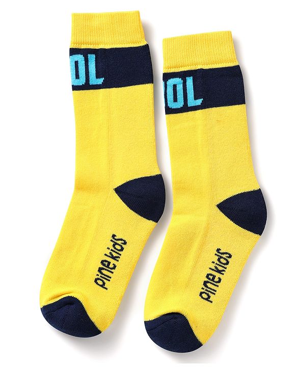Pine Kids Knit Ankle Length Silvadur Antimicrobial Socks with Text Design Pack of 3 - Red Light Blue & Yellow