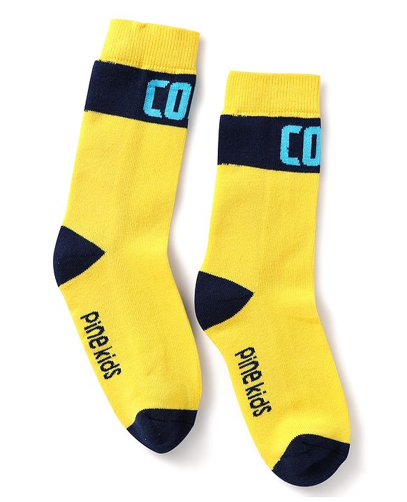 Pine Kids Knit Ankle Length Silvadur Antimicrobial Socks with Text Design Pack of 3 - Red Light Blue & Yellow
