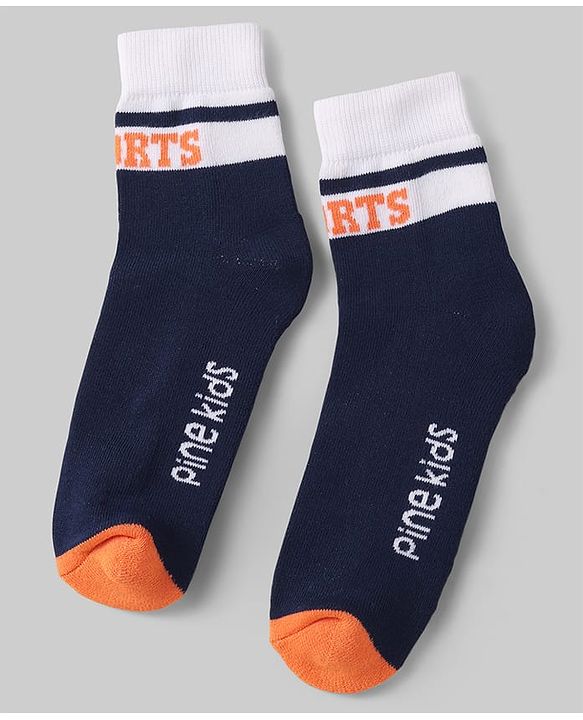 Pine Kids Cotton Knit Ankle Length Socks with Basketball & Stripe Design Pack of 3 (Color May Vary)