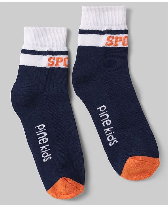 Pine Kids Cotton Knit Ankle Length Socks with Basketball & Stripe Design Pack of 3 (Color May Vary)