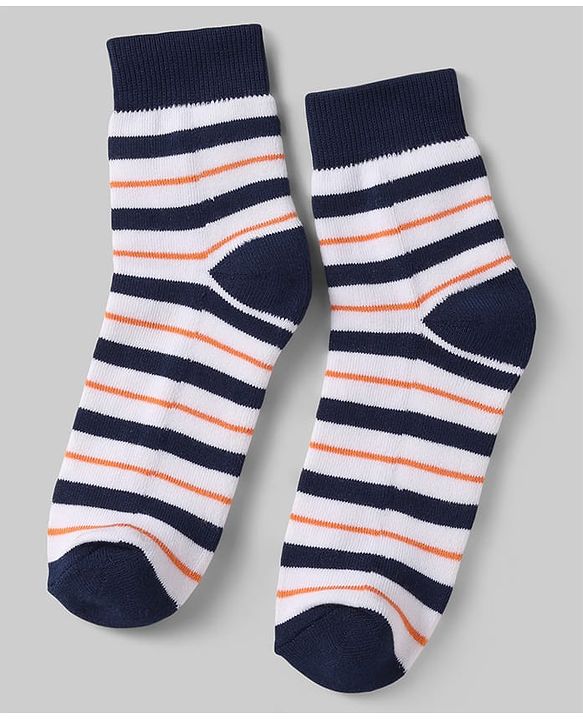 Pine Kids Cotton Knit Ankle Length Socks with Basketball & Stripe Design Pack of 3 (Color May Vary)