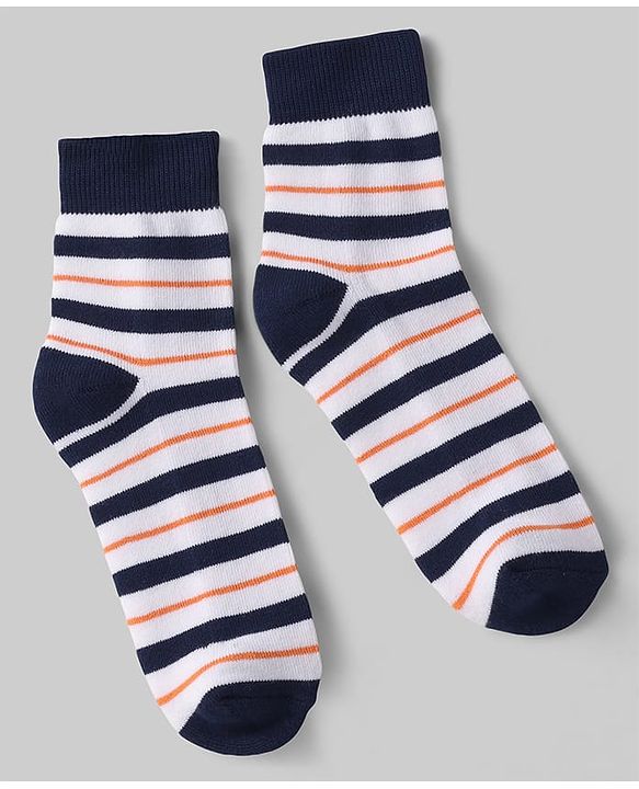Pine Kids Cotton Knit Ankle Length Socks with Basketball & Stripe Design Pack of 3 (Color May Vary)
