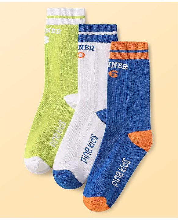 Pine Kids Cotton Knit Ankle Length Designed Socks Pack of 3 (Color May Vary)
