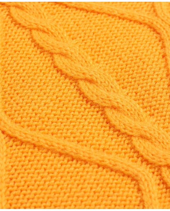 Pine Kids Knit Full Sleeves Sweater Set with Cable Knit Design - Mustard