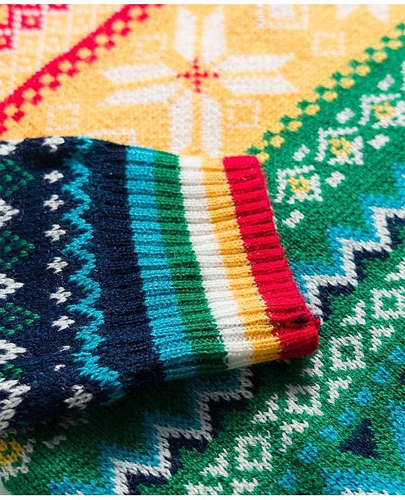 Pine Kids Knit Full Sleeves Pullover Sweater with Aztec Design - Multicolor