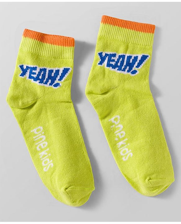 Pine Kids Cotton Knit Ankle Length Socks With Text Design Pack Of 5 ( Colour May Vary )