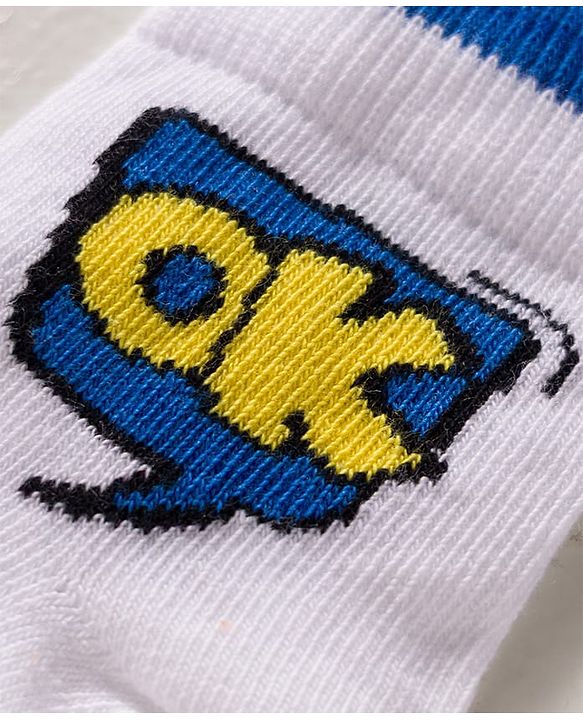 Pine Kids Cotton Knit Ankle Length Socks With Text Design Pack Of 5 ( Colour May Vary )